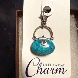 NWT Silpada Sterling & Turquoise Trendsetter Handbag Charm in box